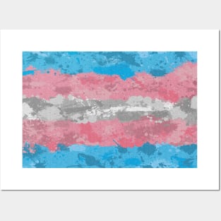 Abstract Paint Splatter Transgender Pride Flag Pattern Posters and Art